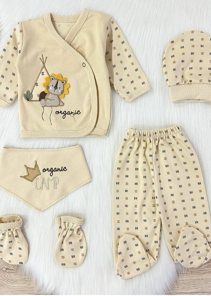 Organik kumaş hastane çıkışı 5 li set - Görsel 2