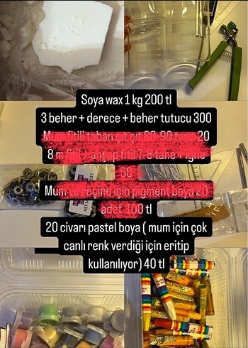 Mum sabun malzemeleri
