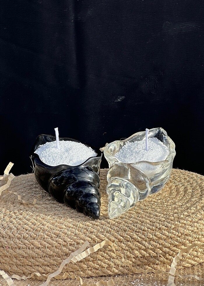 İstiridye reçine  inci taneli mum kabı - Görsel 3