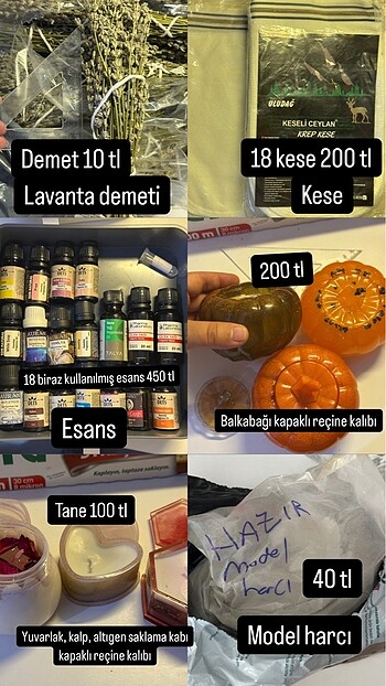 Sabun mum reçine malzemeleri