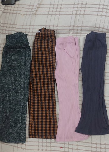 Kız Çocuk Triko Tayt - Pembe ve Gri - Görsel 2