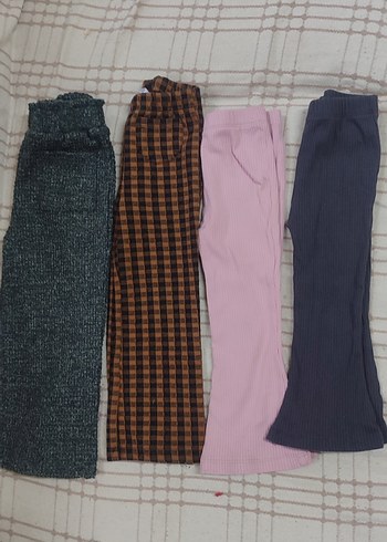 Kız Çocuk Triko Tayt - Pembe ve Gri - Görsel 3