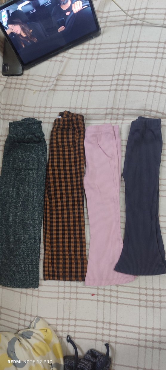 Kız Çocuk Triko Tayt - Pembe ve Gri - Görsel 2