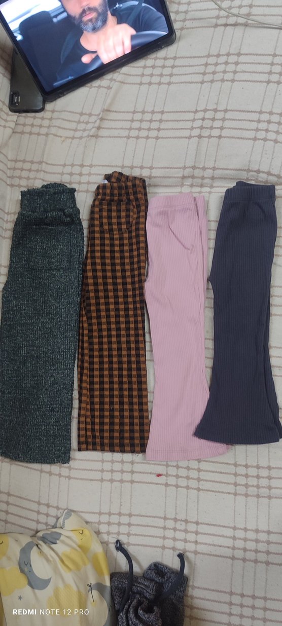 Kız Çocuk Triko Tayt - Pembe ve Gri - Görsel 3