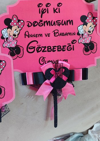 Renkli Pembe Minnie Temalı Parti Süsleri - Görsel 3