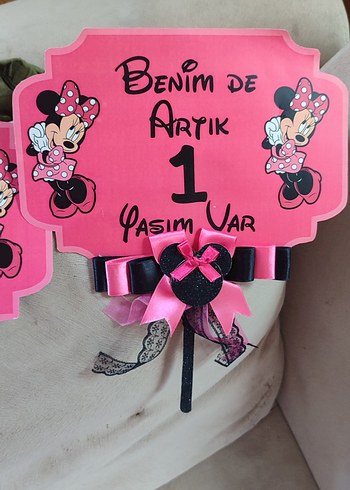 Renkli Pembe Minnie Temalı Parti Süsleri - Görsel 4