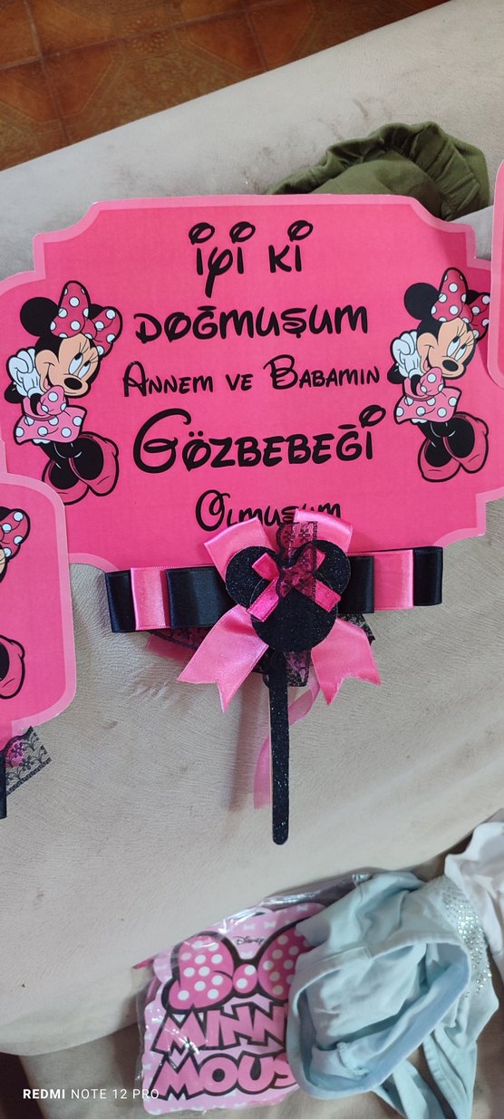 Renkli Pembe Minnie Temalı Parti Süsleri - Görsel 3