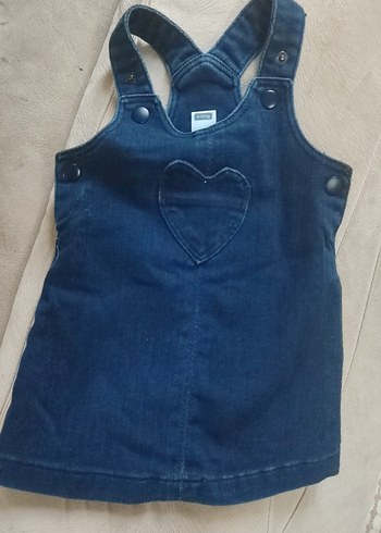 Kız Çocuk Kot Elbise Kalp Detaylı - Görsel 4