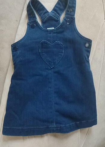 Kız Çocuk Kot Elbise Kalp Detaylı - Görsel 2