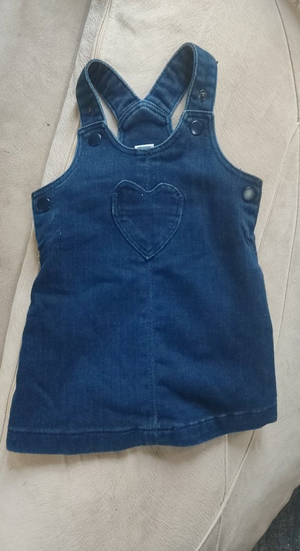 Kız Çocuk Kot Elbise Kalp Detaylı - Görsel 2