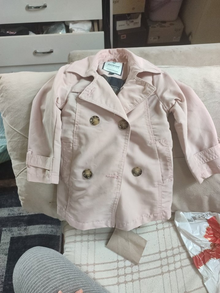 Pembe Düğmeli Kız Çocuk Ceketi - Görsel 3