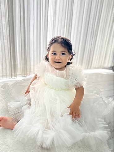 12-18 Ay Beden beyaz Renk Prenses model abiye