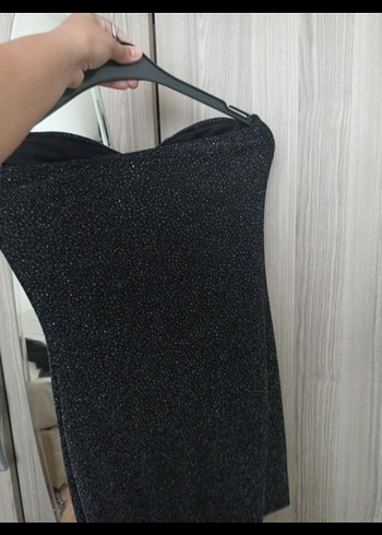 Diğer Siyah Straplez Kısa Elbise
