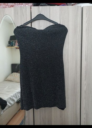 Siyah Straplez Kısa Elbise