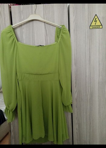 Diğer Bağlamalı Yeşil Mini Elbise