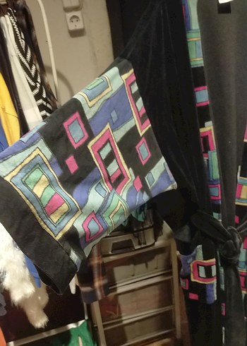 Uzun, Çok Renkli, Desenli Kadın Sabahlık - Görsel 3