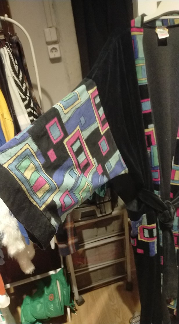 Uzun, Çok Renkli, Desenli Kadın Sabahlık - Görsel 3