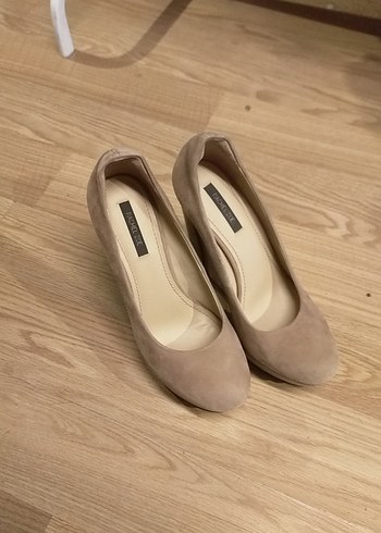 Bej Süet Kadın Dolgu Topuklu Stiletto - Görsel 2