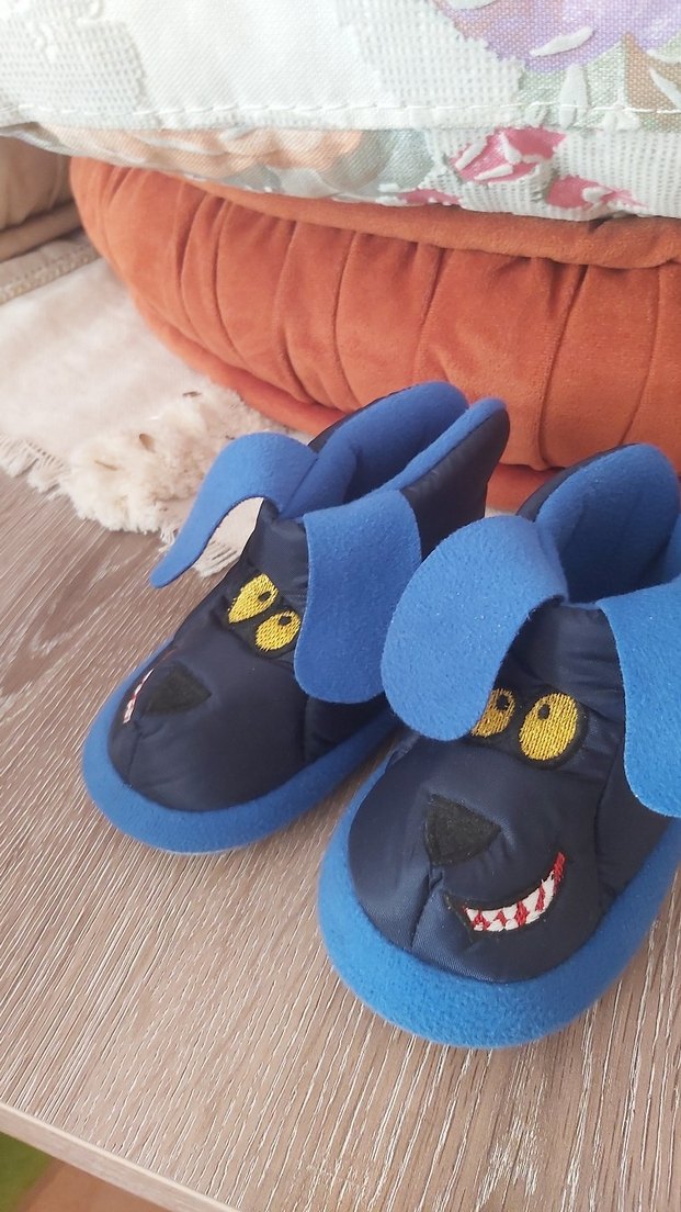 Erkek Çocuk Mavi Nakışlı Sıcak Ev Terliği - Görsel 2