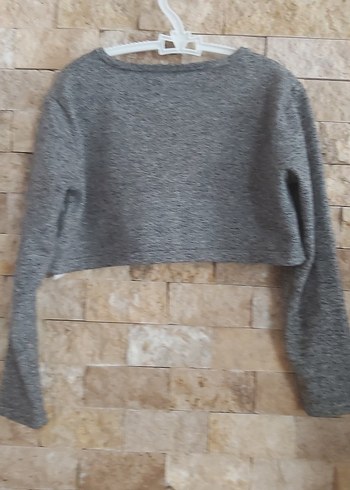 Gri V Yakalı Örgü Çocuk Hırka Bolera - Görsel 3
