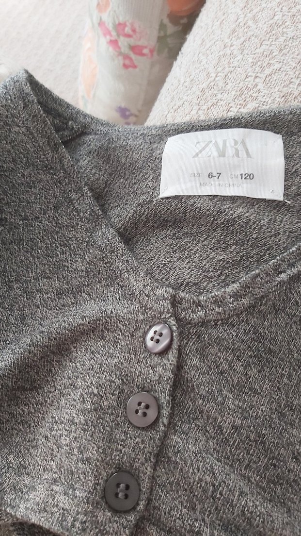 Gri V Yakalı Örgü Çocuk Hırka Bolera - Görsel 4