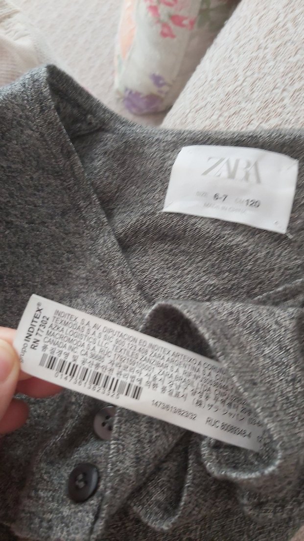 Gri V Yakalı Örgü Çocuk Hırka Bolera - Görsel 5