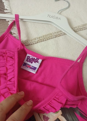 Kız Çocuk Pembe Fırfırlı Askılı Üst - Görsel 3