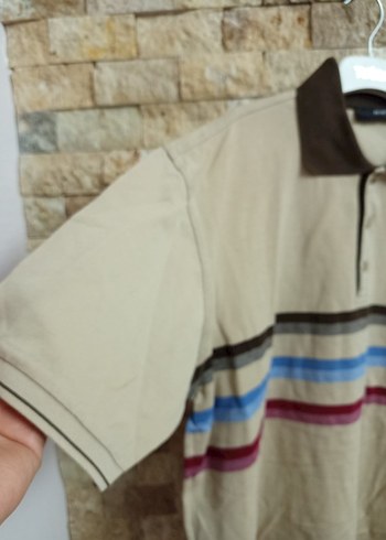 Bej Renkli Düğmeli Erkek Polo Tişört - Görsel 2