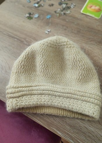 Örgü Bej Bohem Kadın Bere - Görsel 3