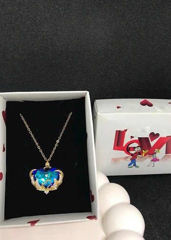 Mavi Taşlı Çelik Kolye - Görsel 7