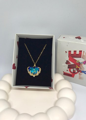 Mavi Taşlı Çelik Kolye - Görsel 2