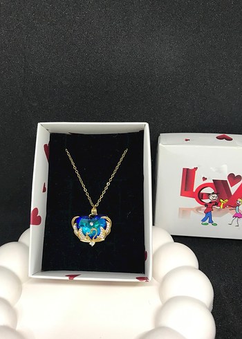 Mavi Taşlı Çelik Kolye - Görsel 6