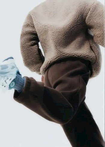 Orijinal Zara Kahverengi Yüksek Yakalı Erkek Peluş Sweatshirt - Görsel 2