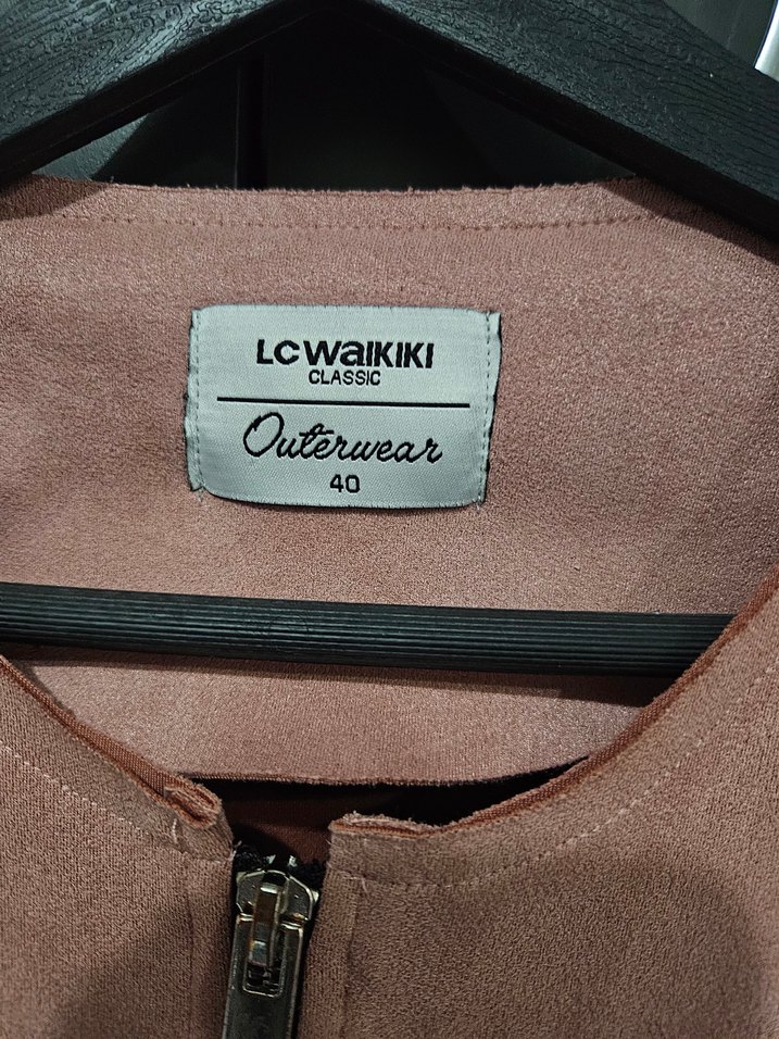 Kadın gülkurusu Süet Fermuarlı Deri Ceket - Görsel 2