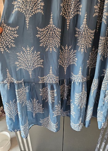 Uzun Kollu Mavi Bohem Elbise 38-40 beden uyumlu - Görsel 4