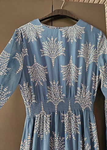 Uzun Kollu Mavi Bohem Elbise 38-40 beden uyumlu - Görsel 2