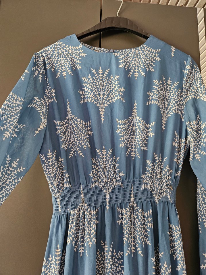 Uzun Kollu Mavi Bohem Elbise 38-40 beden uyumlu - Görsel 2