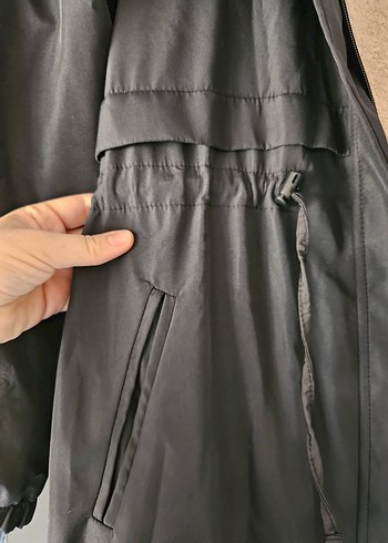 Siyah Uzun Fermuarlı Kadın Mont - Görsel 4
