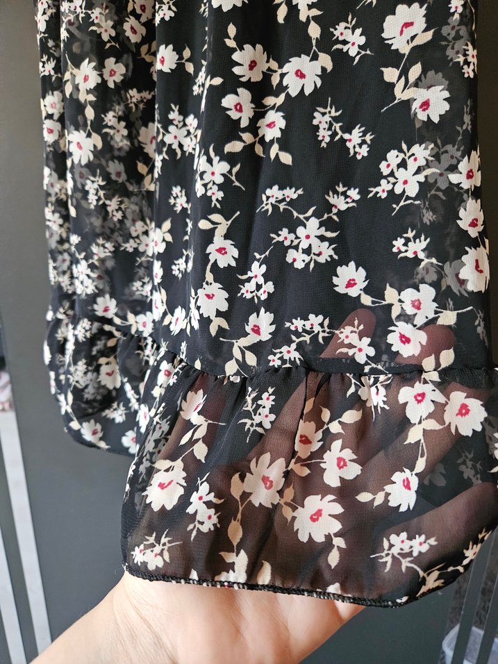 Siyah Çiçek Desenli Uzun Bohem Elbise 38-40 beden uyumlu - Görsel 5