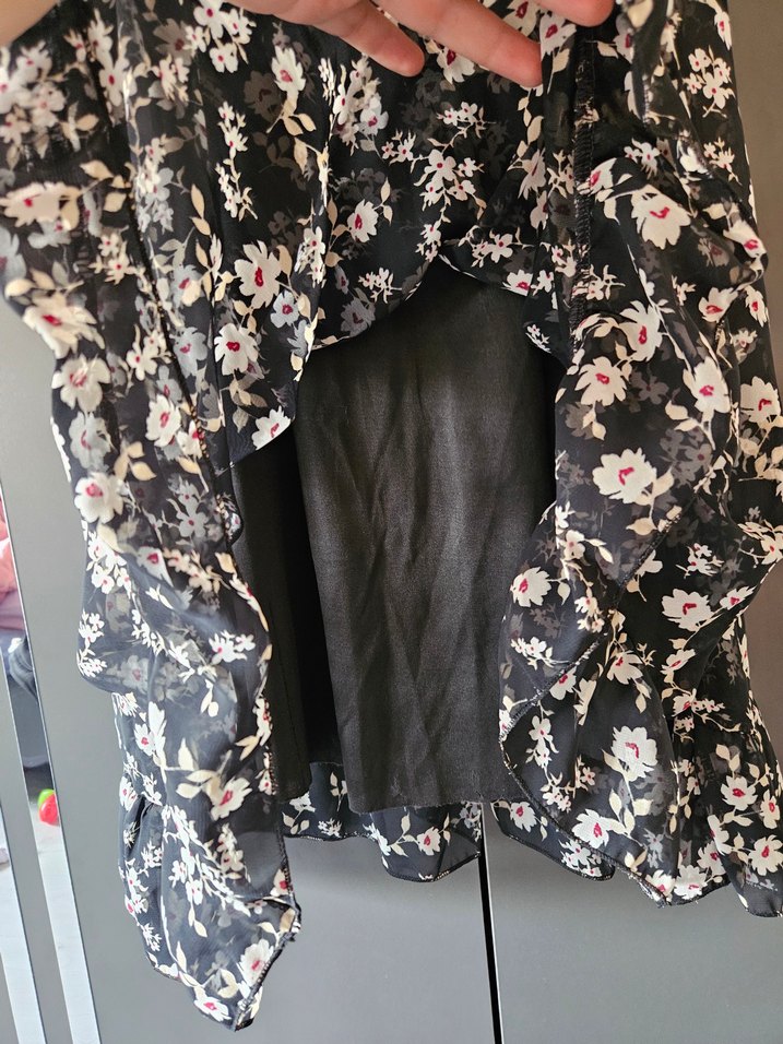 Siyah Çiçek Desenli Uzun Bohem Elbise 38-40 beden uyumlu - Görsel 4