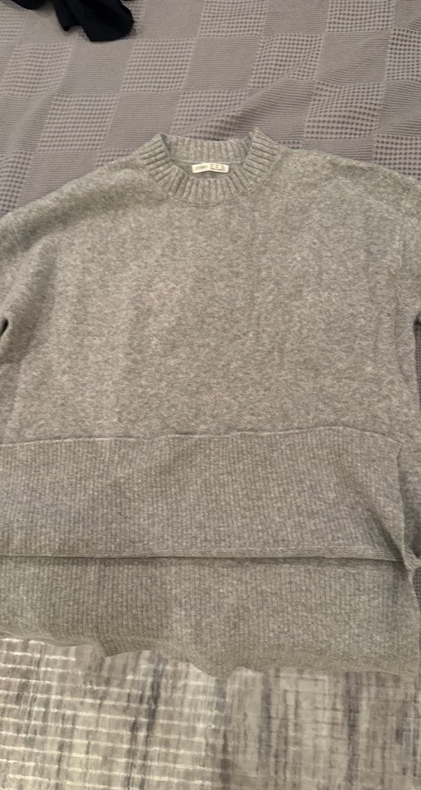 Gri Kadın Boğazlı Yün Kazak - Görsel 3