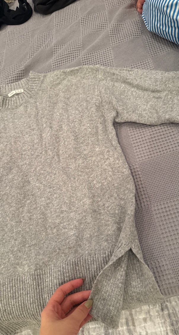 Gri Kadın Boğazlı Yün Kazak - Görsel 2