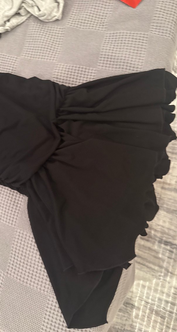 Siyah Askılı Drapeli Midi Elbise - Görsel 2