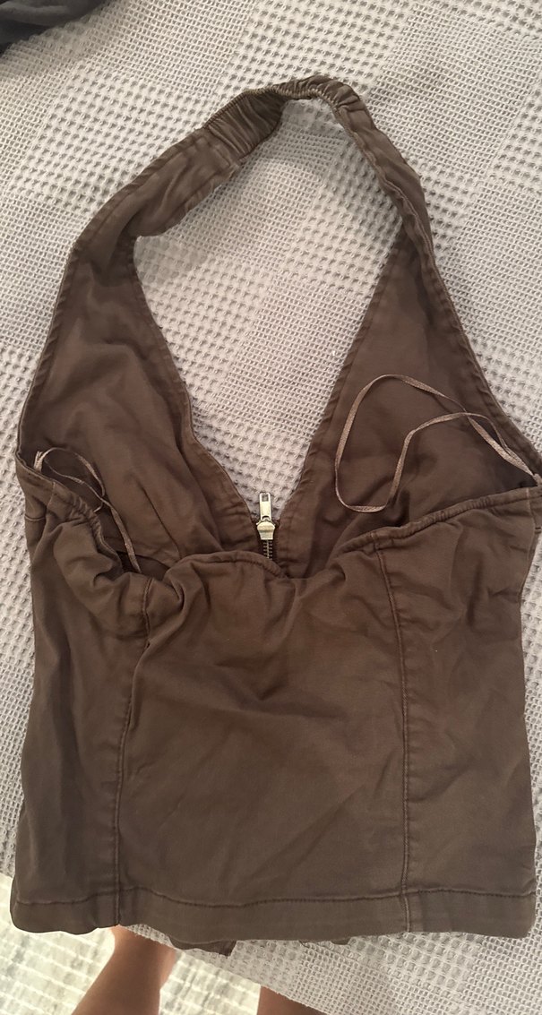 Kahverengi Fermuarlı Kadın Midi Yelek - Görsel 2