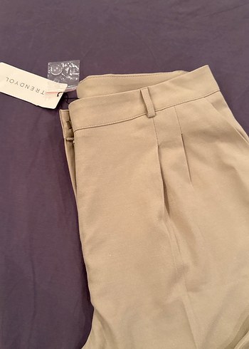 Düz Bej Kadın Kumaş Pantolon - Görsel 3