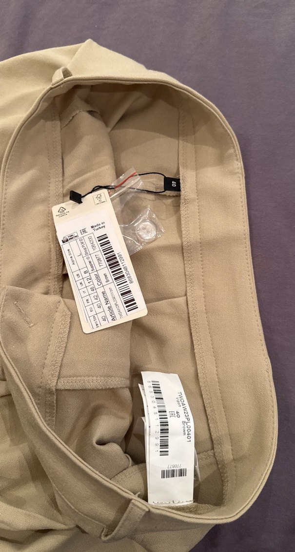 Düz Bej Kadın Kumaş Pantolon - Görsel 4