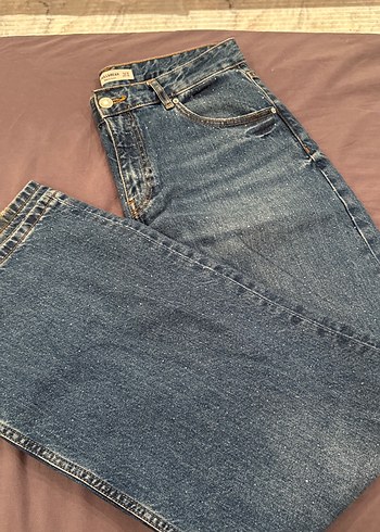 Mavi Bol Kesim Midi Denim Jean - Görsel 2