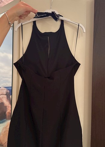 Siyah V Yaka Uzun Abiye Elbise - Görsel 4