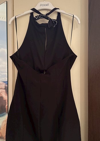 Siyah V Yaka Uzun Abiye Elbise - Görsel 3