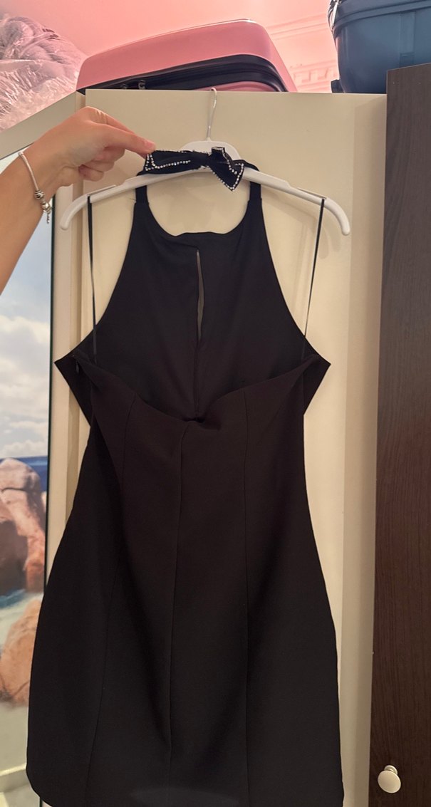 Siyah V Yaka Uzun Abiye Elbise - Görsel 4